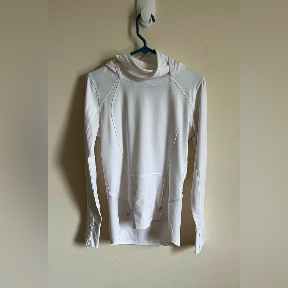 Athleta White Pullover Long Sleeve Hoodie Women’s sz Sm EUC